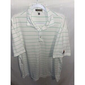 Peter Millar Summer Comfort Men’s Golf Shirt Size XL White Striped Athleisure